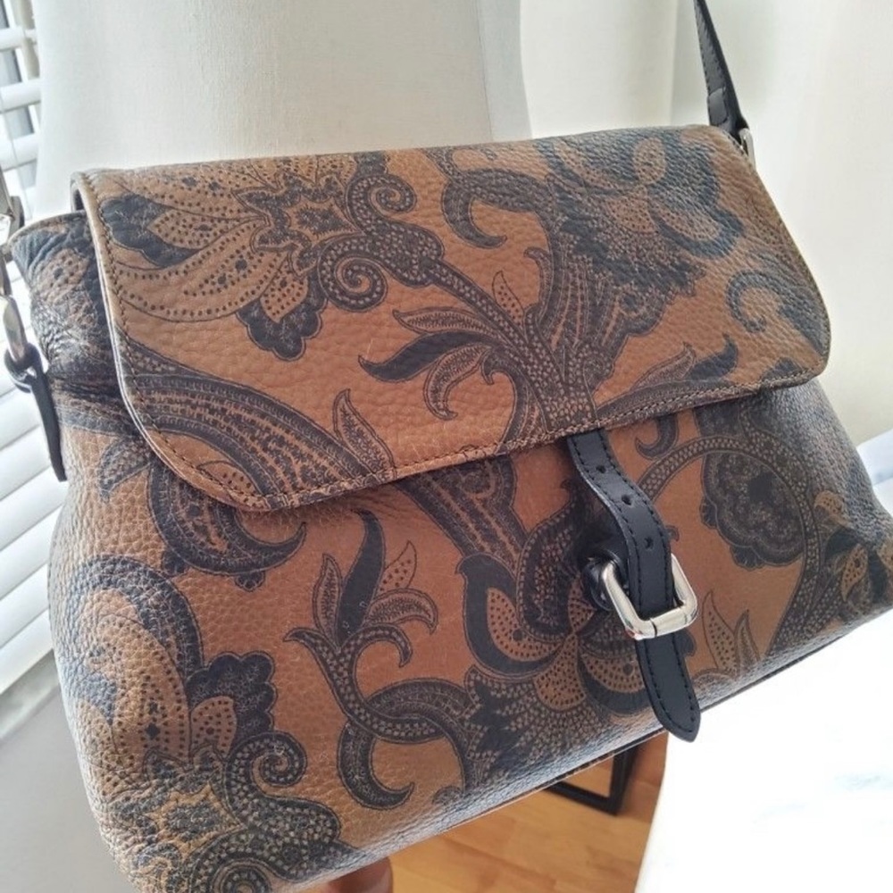 Etro Crossbody Small Bag Brown and Black Paisley